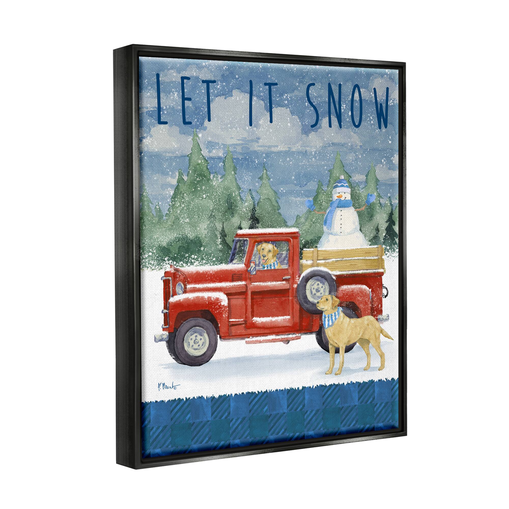 Stupell Industries Let It Snow Winter Dogs Framed Floater Canvas Wall Art